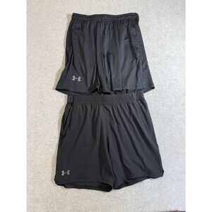 Lot of 2 Under Armour  Athletic Shorts Men XL Black Drawstring Pockets Training